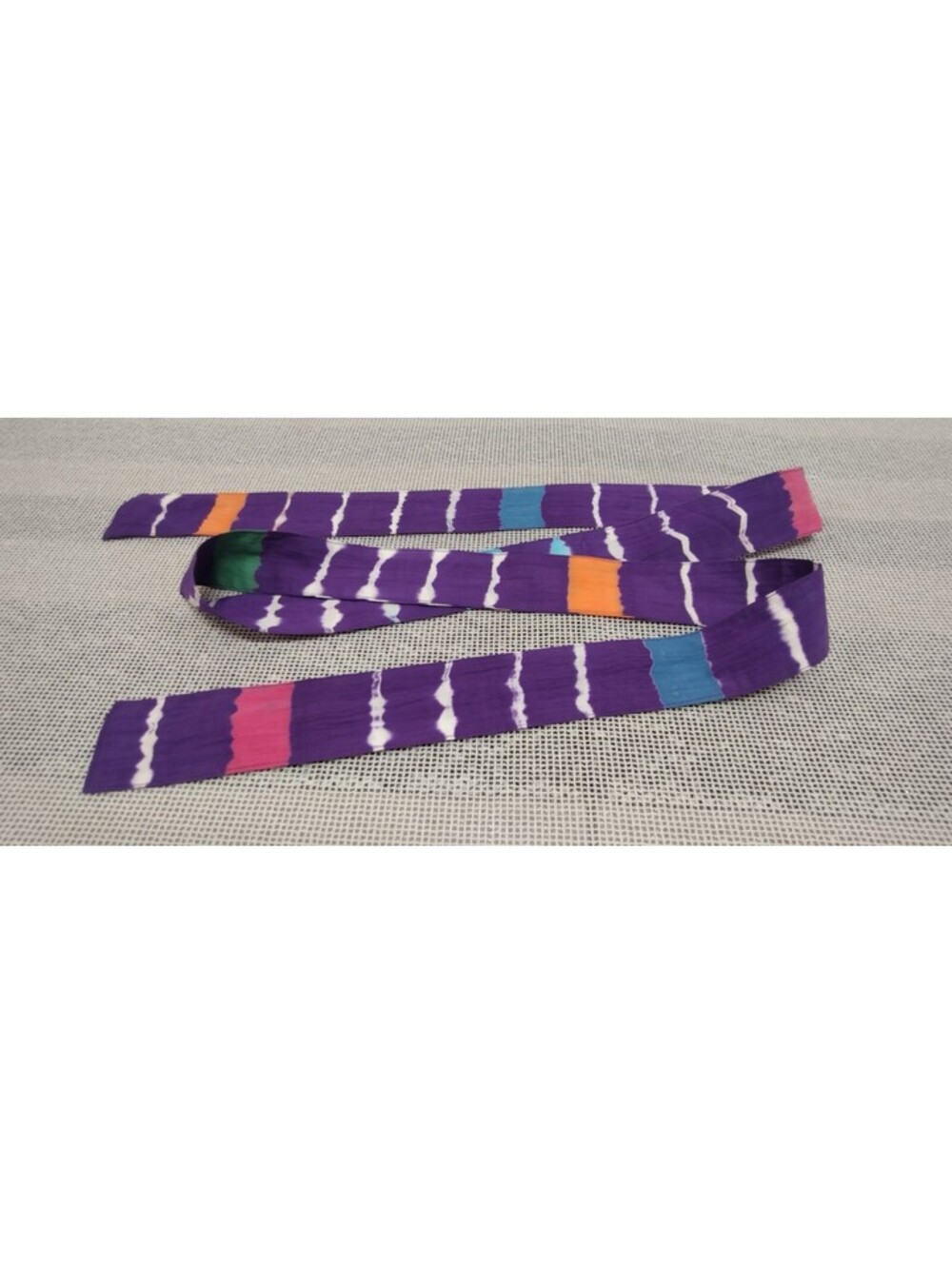 1970s Purple Sash Belt L Psychedelic Tie Dyed Cotton Head band ORIGINAL HIPPIE - Picture 13 of 13